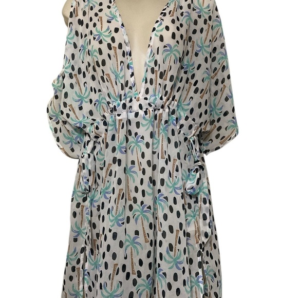 Tropical Print V-Neck cover up - Picture 2 of 10